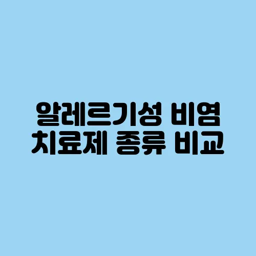 알레르기성 비염 치료제 종류 비교