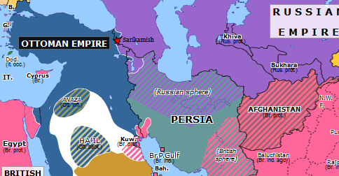 1914년 연말 중동전선 지도