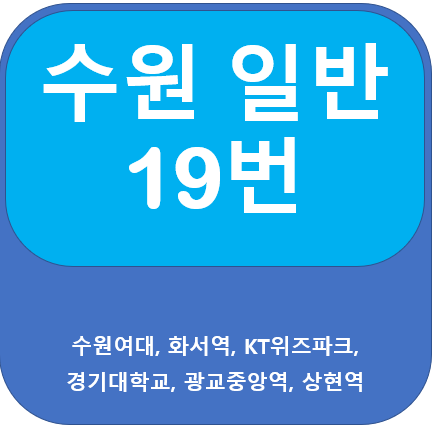  수원 19번 버스 노선 정보, 수원여대, 경기대, 화서역, 광교중앙역