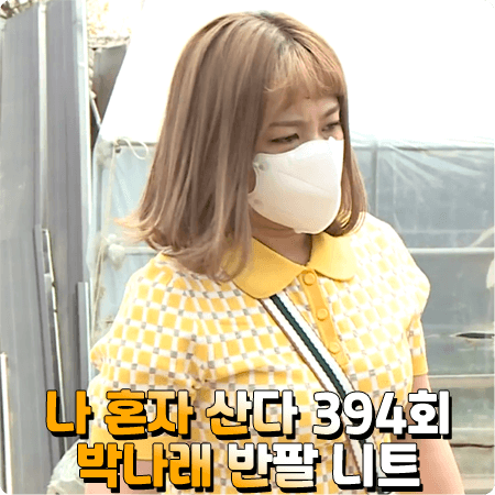  나 혼자 산다 박나래 반팔 니트 394회 :: 랩 자카드 체크 패턴 카라 니트 옐로우