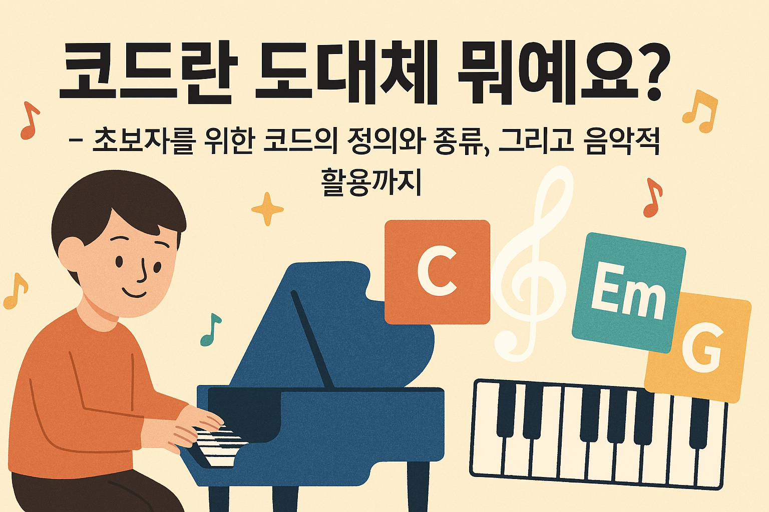 피아노에서 도미솔을 누르는 코드 구성 예시