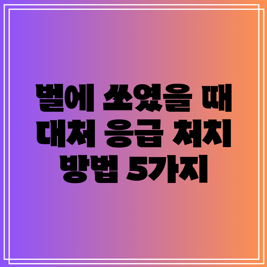 벌에 쏘였을 때 대처 응급 처치 방법 5가지