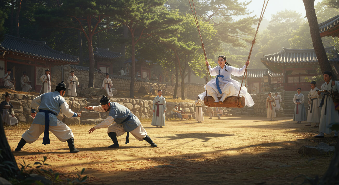 한국 단오의 씨름과 그네뛰기
