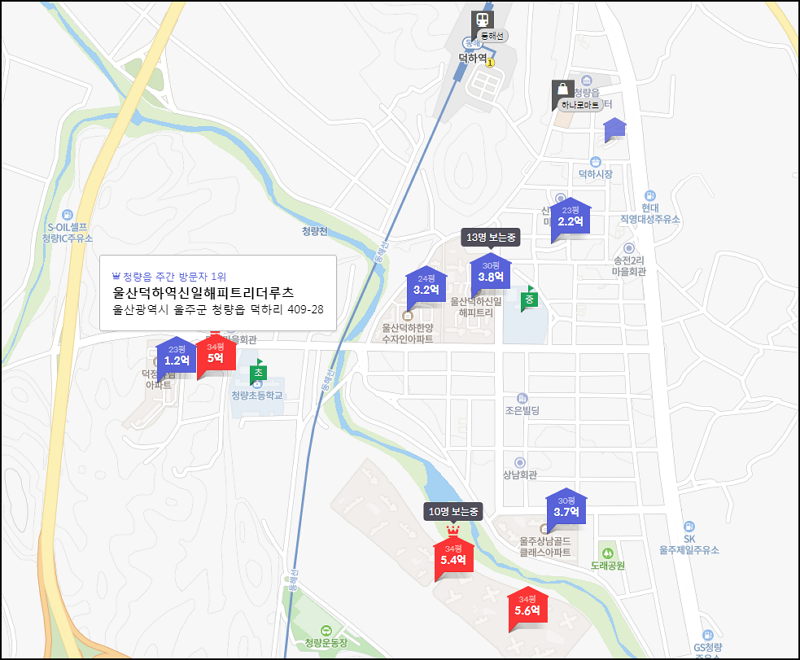 울산덕하역 신일 해피트리 더루츠 입지와 주변시세