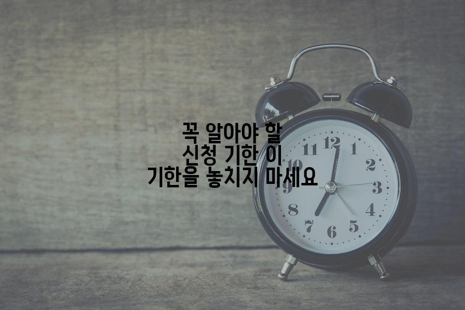 꼭 알아야 할 신청 기한 이 기한을 놓치지 마세요