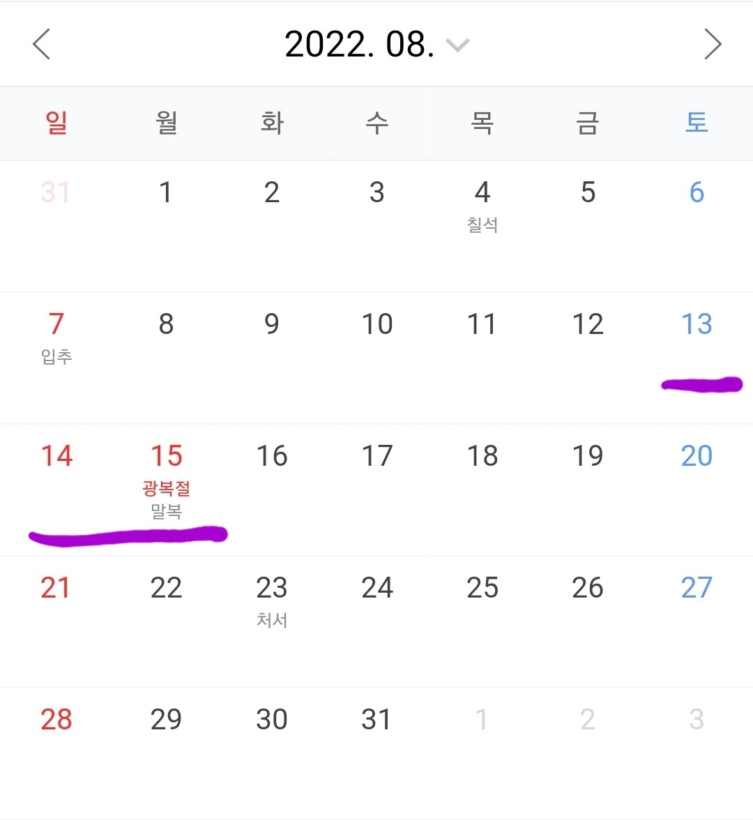 2022년 대체공휴일 황금연휴 1월1일~12월(11)