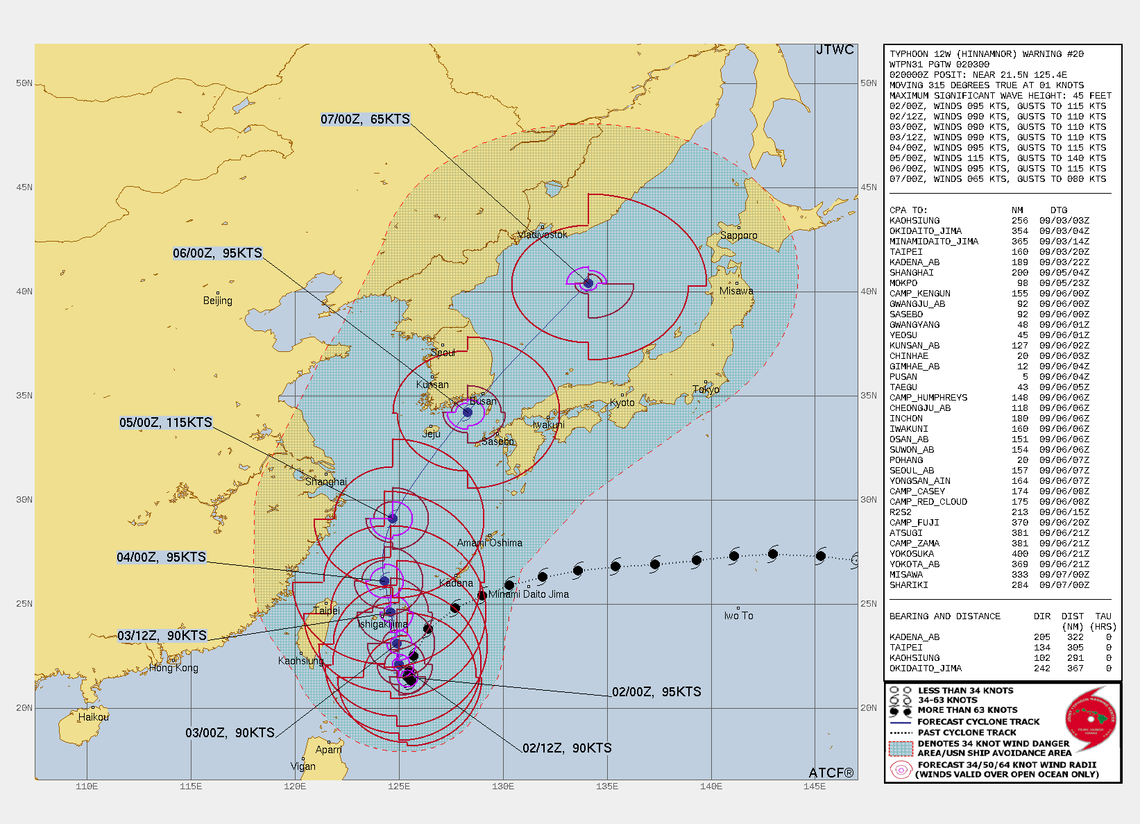 태풍 힌남노의 예상경로