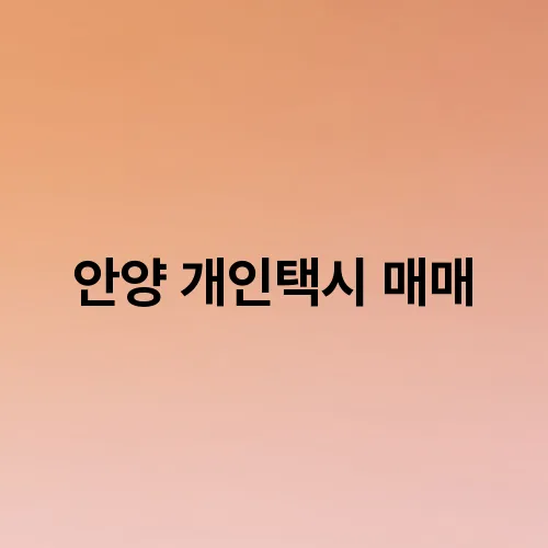 안양 개인택시 매매
