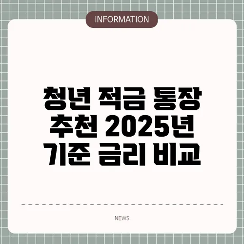 청년 적금 통장 추천 2025년 기준 금리 비교