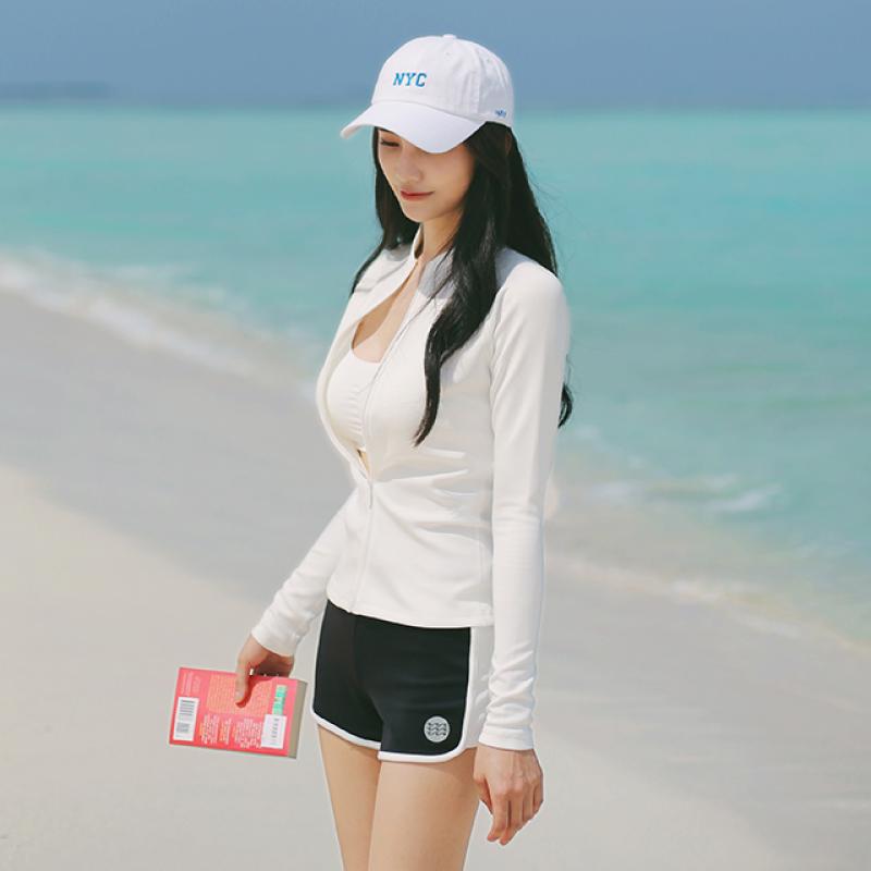 여성 집업 래쉬가드 상의 베이직솔리드