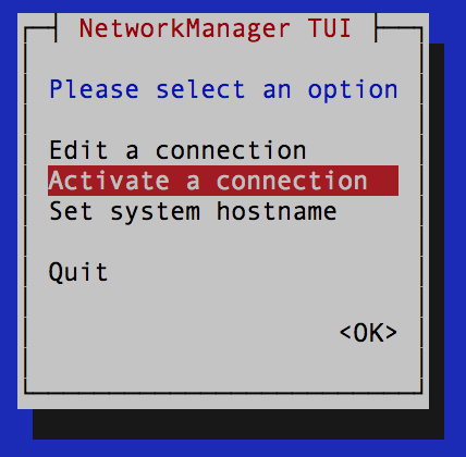 Active a connection을 선택하여 접속가능한 Wi-Fi리스트를 확인합니다