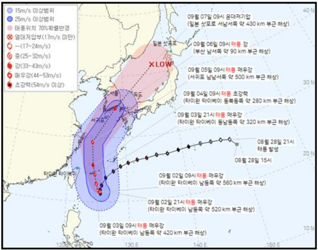 힌남노 태풍 경로 실시간 상황 사이트 특보 중 행동요령