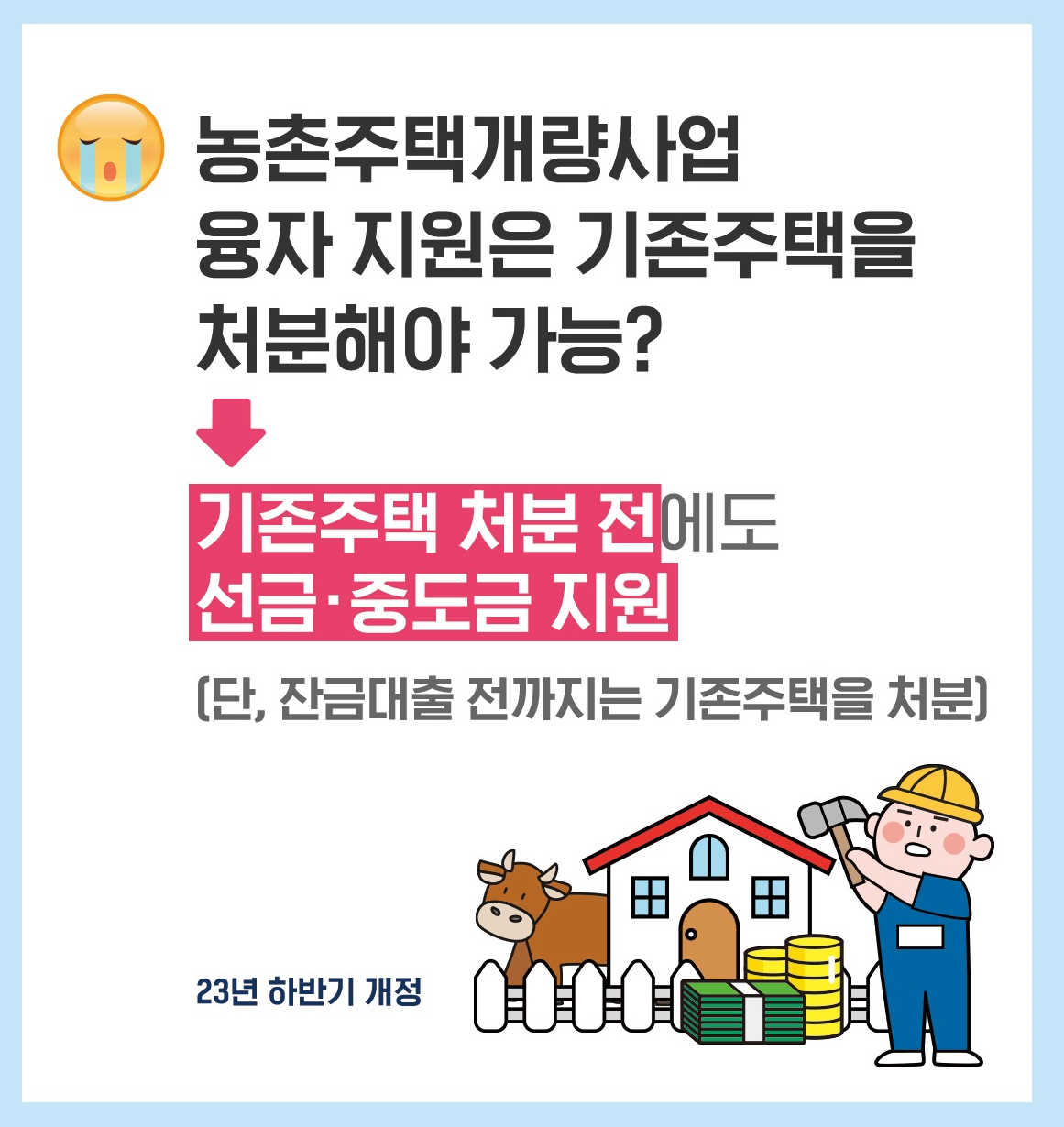 농촌주택개량사업 융자지원 허용