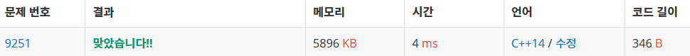  [백준] 9251번 LSC (C)
