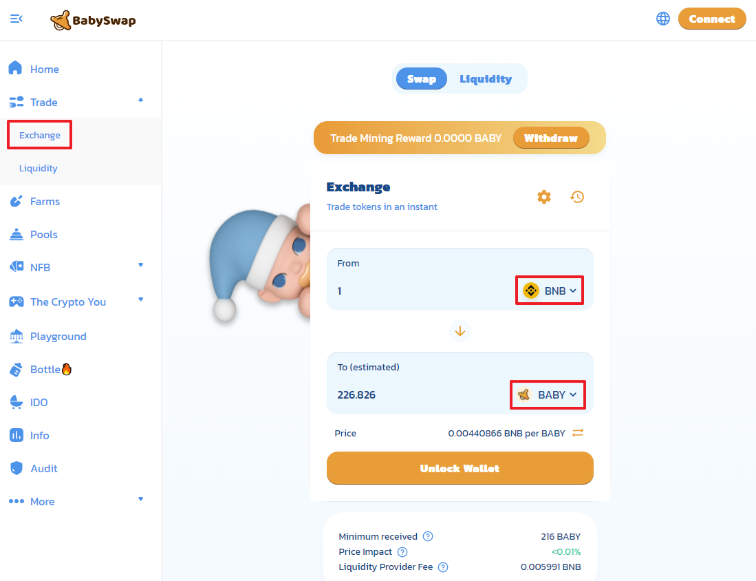 베이비스왑-웹-사이트를-이용하여-베이비토큰을-구매하는-이미지