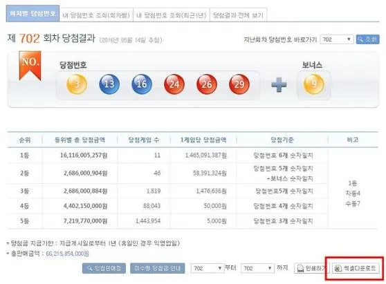 로또 당첨번호 엑셀