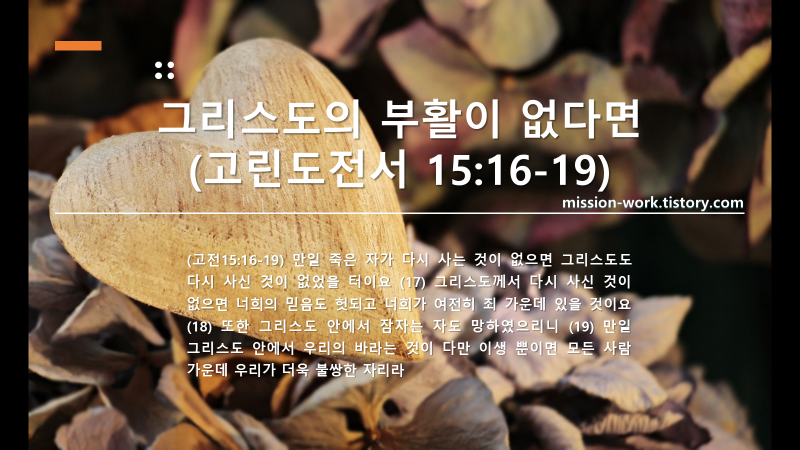 그리스도의 부활이 없다면&#44; 고린도전서 15:16-19