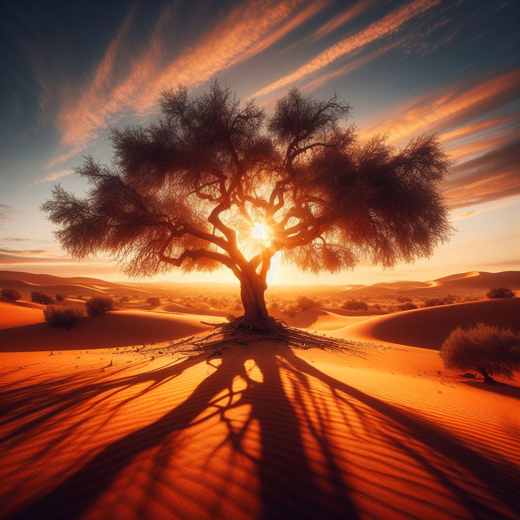 사막에 있는 아르간 나무