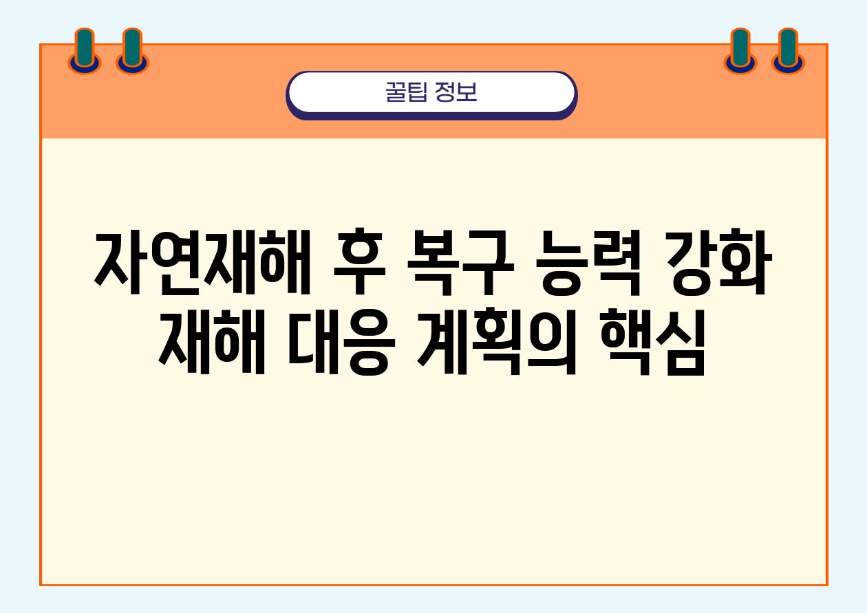 자연재해 후 복구 능력 강화 재해 대응 계획의 핵심