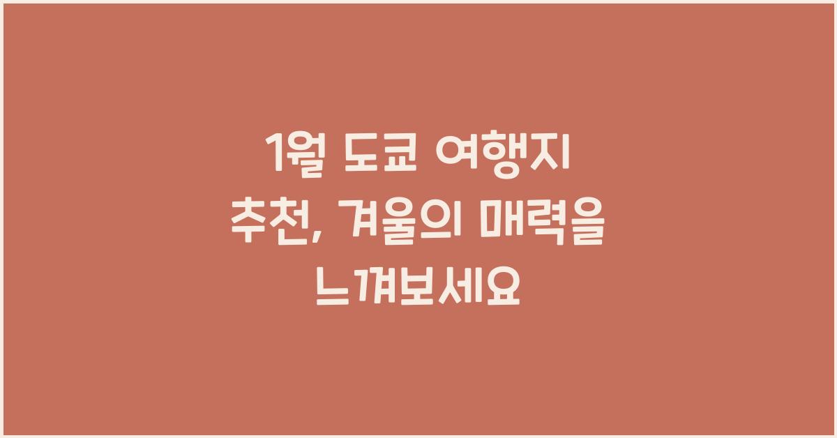 1월 도쿄 여행지 추천