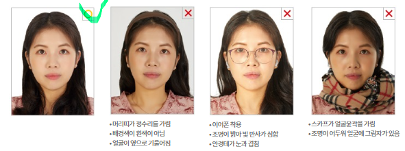 여권사진 규정 적합&#44; 부적합 사진 예시