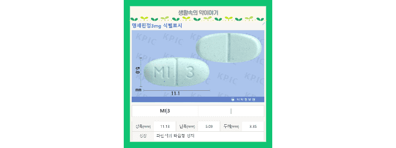 명세핀정3mg 성상