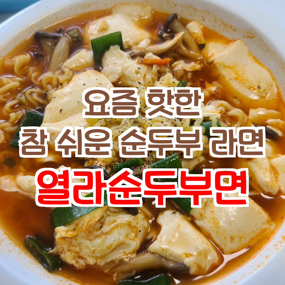  자취남의간편식_열라면순두부 1인분 뚝딱 완성! 우앗! 맛있잖아~