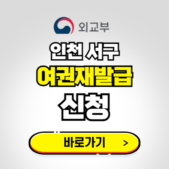 인천 서구 여권 재발급 온라인 신청하기 ❘ 비용 준비물 가격 기간 보기