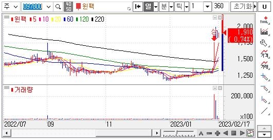 윈팩 주식 차트