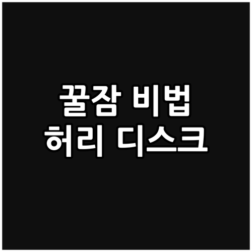 허리 디스크 환자의 꿀잠 프로젝트: 
