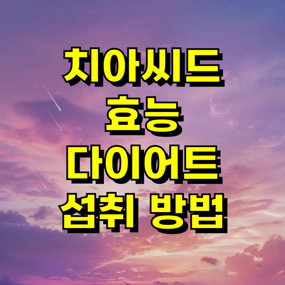 치아씨드 효능 다이어트 섭취 방법
