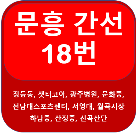  문흥 18번 버스 노선정보(광주병원, 전남대스포트센터, 서영대)