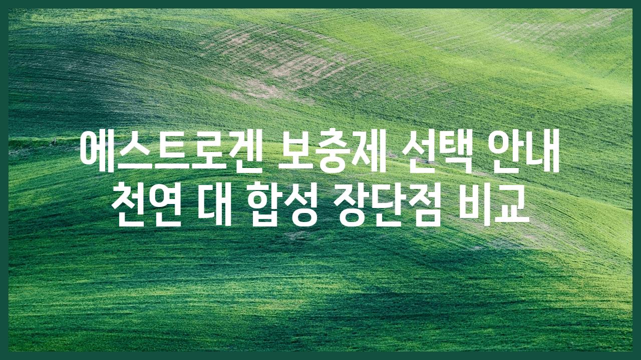 에스트로겐 보충제 선택 공지 천연 대 합성 장단점 비교