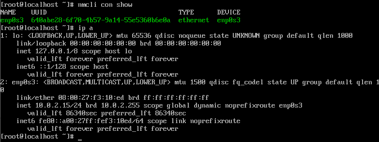 ip a 명령어 실행결과 화면