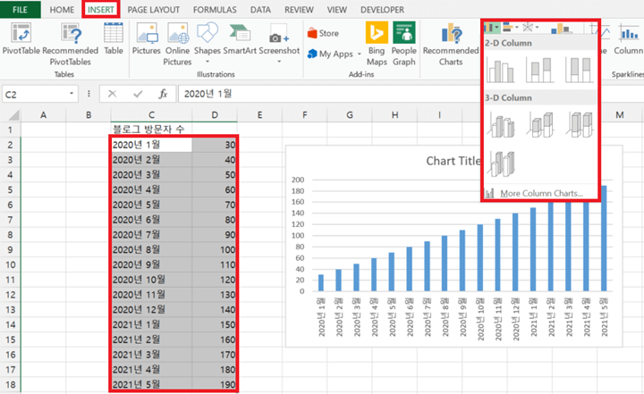 차트 만드는 방법 사진