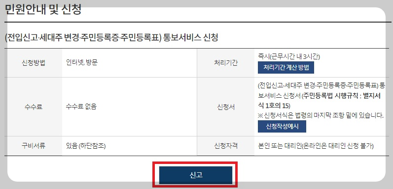 전세사기방지전입신고세대주변경주민등록표발급열람통보서비스신청