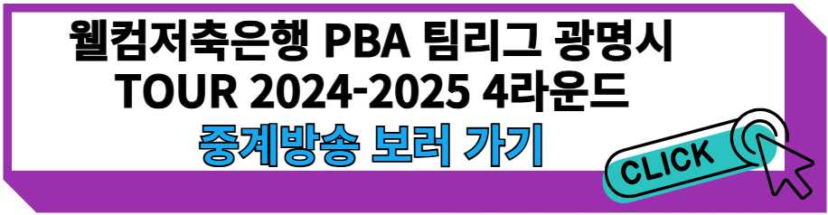 웰컴저축은행 PBA 팀리그 광명시 TOUR 2024-2025 4라운드 중계방송 보러 가기