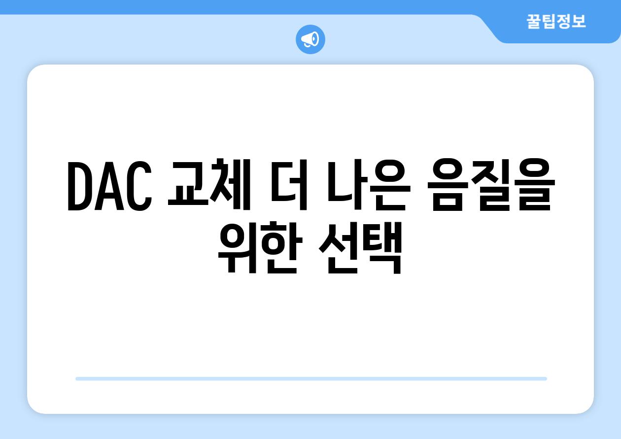 DAC 교체 더 나은 음질을 위한 선택