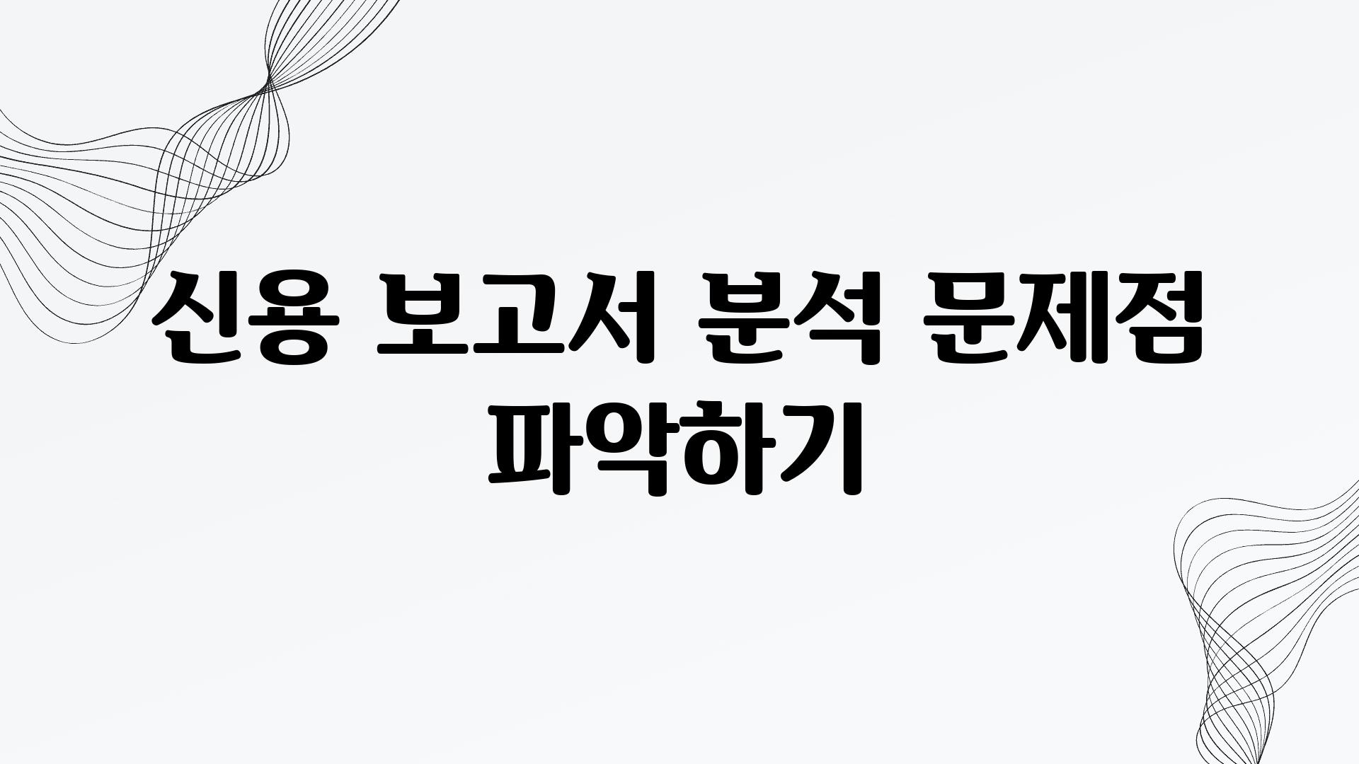 신용 보고서 분석 문제점 알아보기