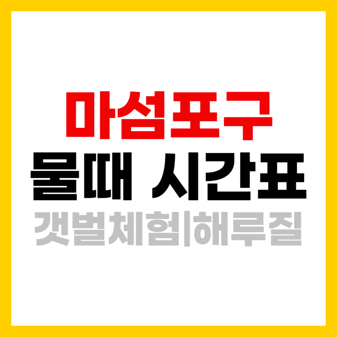 마섬포구 물때 시간표 보는 방법 갯벌체험 해루질