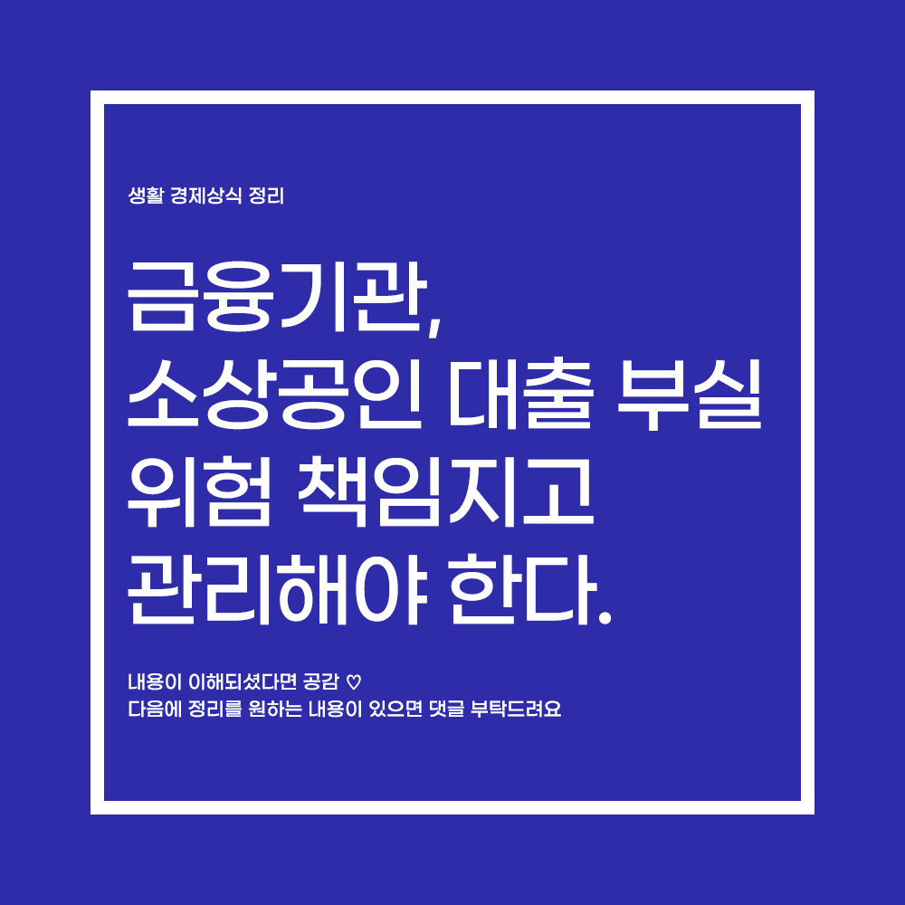  "금융기관, 소상공인 대출 부실 위험 책임지고 관리해야"
