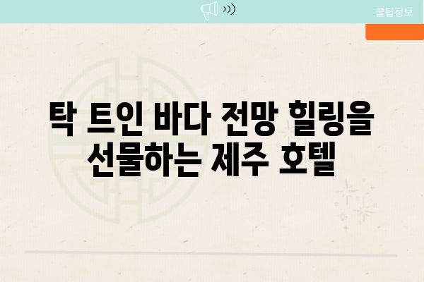 탁 트인 바다 전망 힐링을 선물하는 제주 호텔