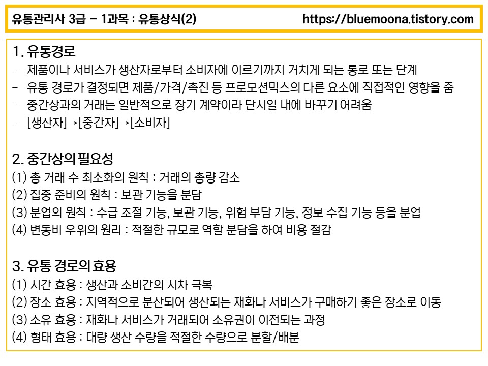  유통 관리사 3급 요약 정리(2) 유통경로
