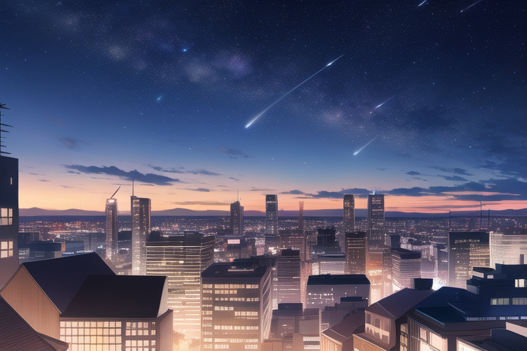 starry sky and city