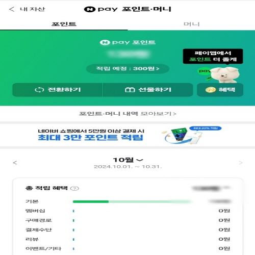 네이버포인트 전환 화면사진_
