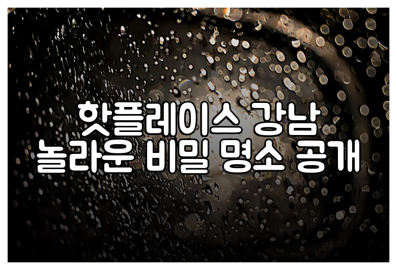 핫플레이스 강남 놀라운 비밀 명소 공개