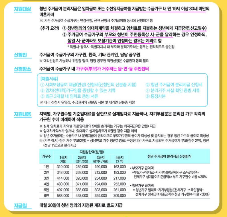  2021년 청년주거급여 분리지급 신청자격 / 2021년 청년주거급여 온라인 신청방법