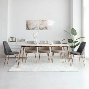 티엔느 디자인 포세린 세라믹 식탁세트 (1800 테이블) 모디카 6인용+토디 의자6p
