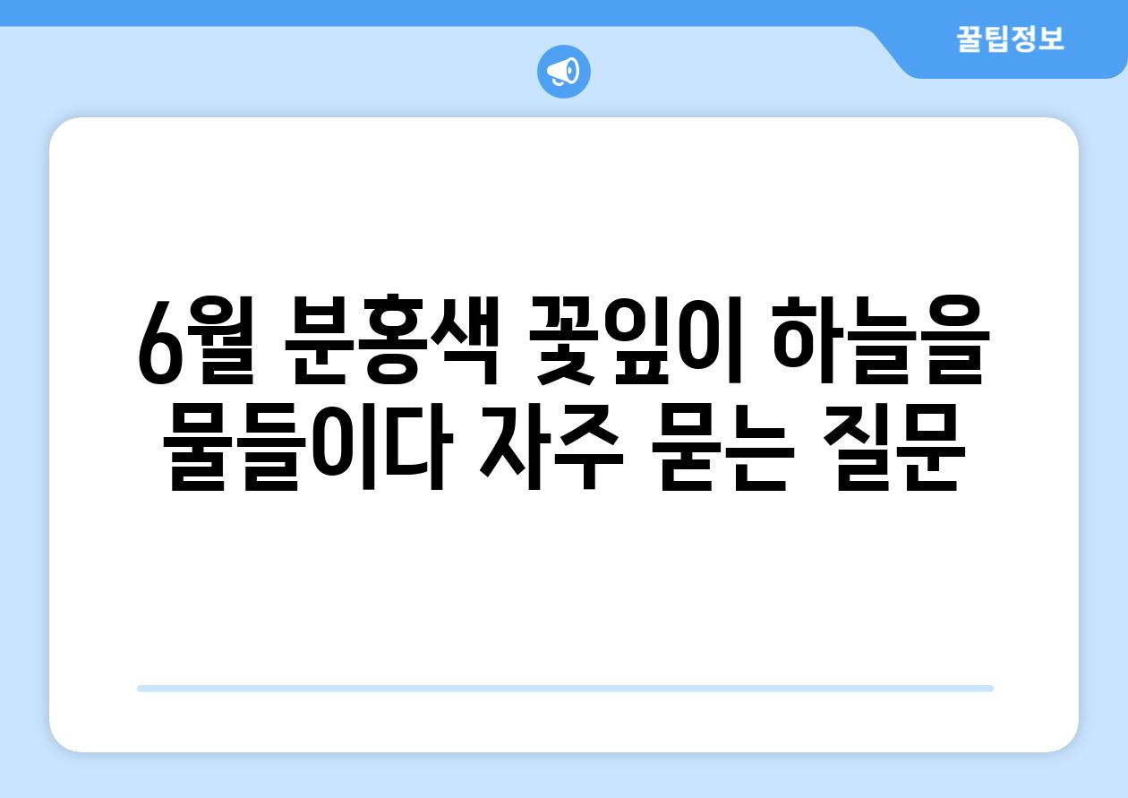 6월 분홍색 꽃잎이 하늘을 물들이다 자주 묻는 질문