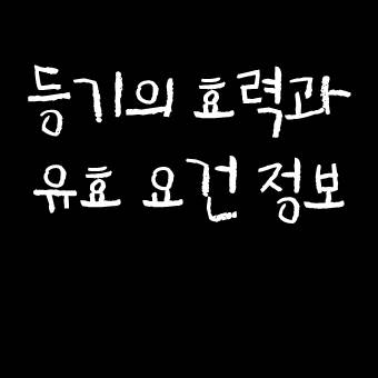 등기의 효력과 유효 요건 정보
